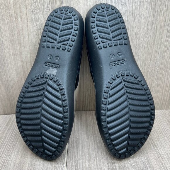 Crocs Kadee II Slide Sandals Womens 11 Slip On Z-Strap Water Friendly Flat Black - Picture 9 of 9